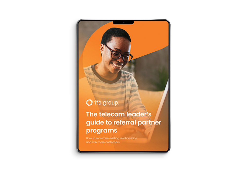 cover of telecom referral partner program white paper on ipad